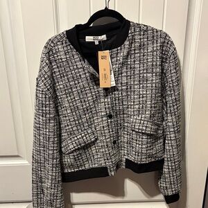 Tweed Black and White Bomber